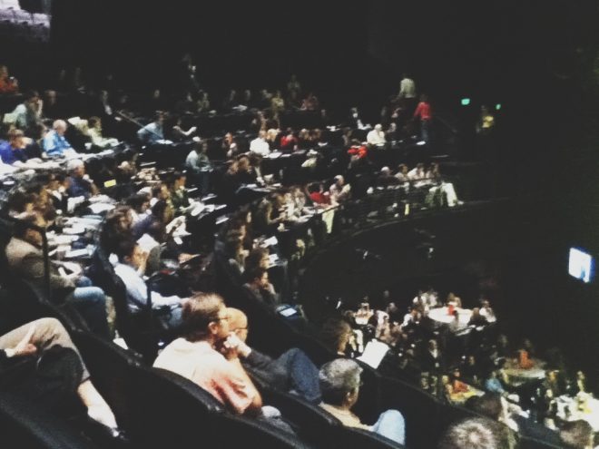 The mezzanine at Club Nokia, rapt with attention